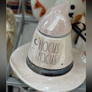 rae dunn witch hat hocus pocus canister cookie jar iridescent opal halloween New